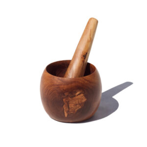 Mortero Ovalado de Madera de Olivo – Artesanal y Único