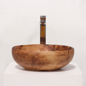 Lavabo Esférico de Madera de Olivo – Artesanal y Exclusivo